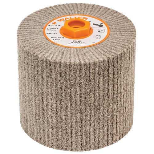 Tambour de conditionnement de surface Blendex, 4-1/2" dia. x 4" la, 5/8"-11 Arbre, Grain Fin - Walter Technologies Pour Surface 07M444