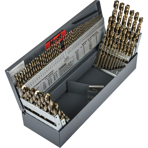 Heavy-Duty Jobber Length Combination Drill Bit Set, 114 Pieces, High Speed Cobalt - Precision 5995600
