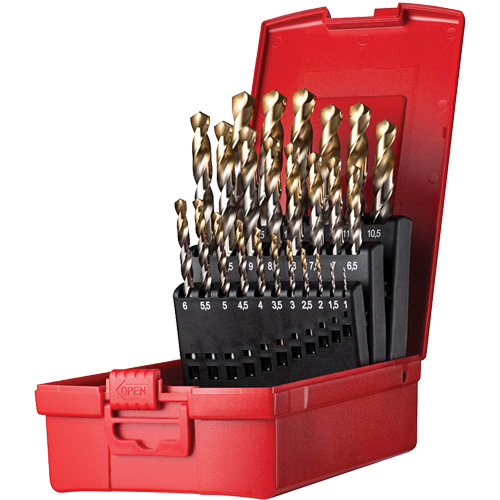 Jobber Length Drill Bit Set, 25 Pieces, High Speed Steel - Dormer 5967689