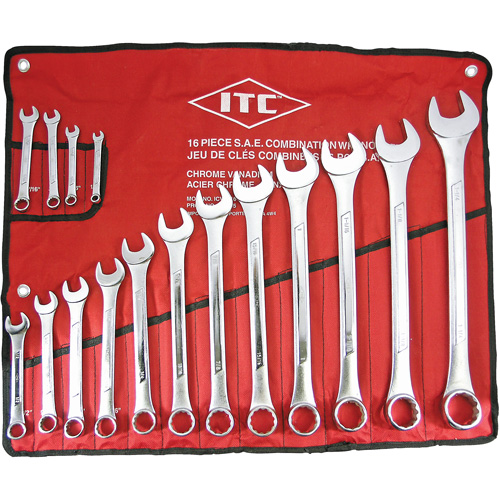 ICW-16 Professional Raised Panel Wrench Set, Combination, 16 Pieces, Imperial - ITC 020215