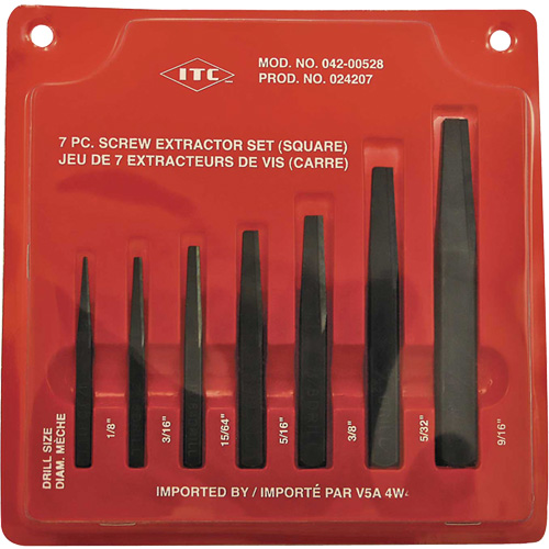 ISE-7 7-Piece Square Screw Extractor Set, For Screw Size 1/8" - 9/16" - JET 024207