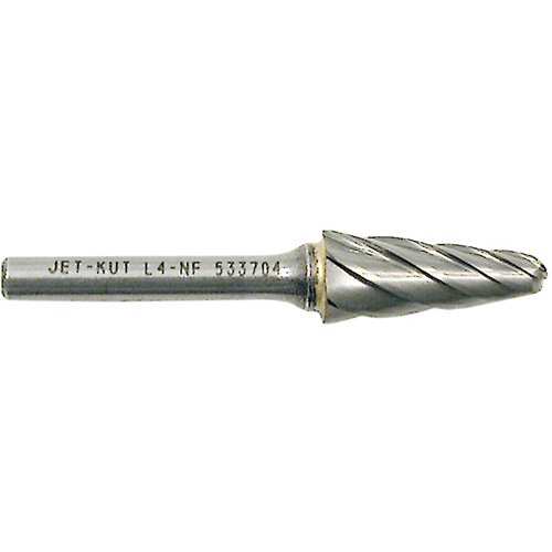 L4-NF 1/4" Taper Shape Bur for Aluminum/Non-ferrous Materials, 1/2" Dia. - JET 533704