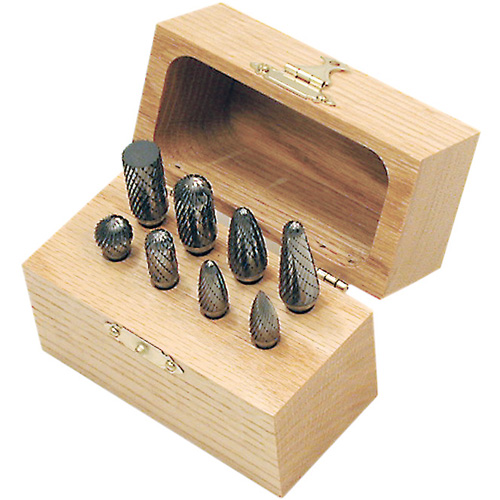 CBK-8 Carbide Bur Set in Wooden Box, 8 Pieces - JET 533904