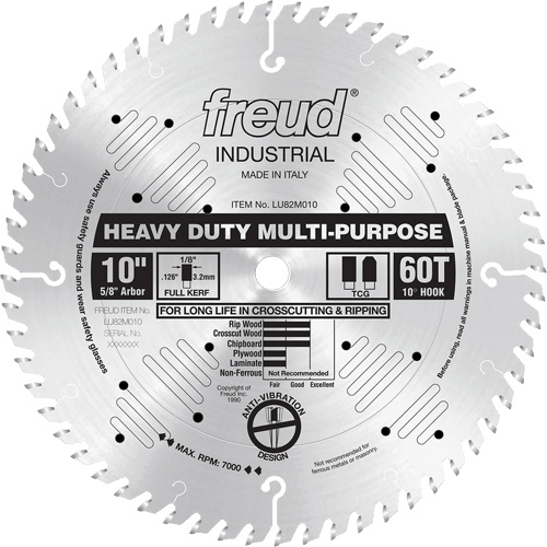 Lame de scie polyvalente &agrave; usage intensif, 10", 60 dents, Pour Bois - Freud LU82M010