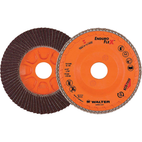 Disque &agrave; lamelles Enduro-Flex, 4-1/2" x 7/8", Type 27, Grain 120, Alumine de zirconium - Walter Technologies Pour Surface 15R462