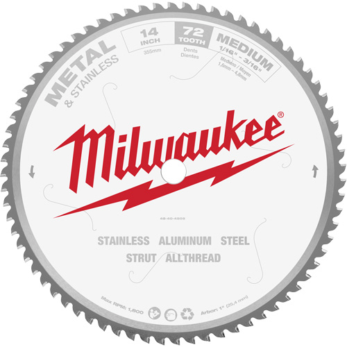 Endurance&reg; Circular Saw Blade, 14", 72 Teeth, Metal Use - Milwaukee 48-40-4505
