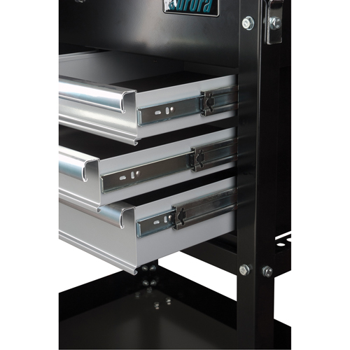 Chariot utilitaire, 4 tiroirs, 18" lo x 33" la x 39" h, Noir - Outils Aurora 