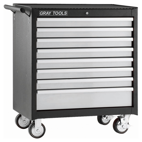 Armoire roulante, 8 tiroirs, 34" la x 19-1/2" p x 39-13/100" h, Noir - Gray Tools 99208SB