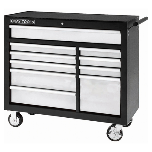 Roller Cabinet, 10 Drawers, 42" W x 19" D x 40" H, Black - Gray Tools 99210SB