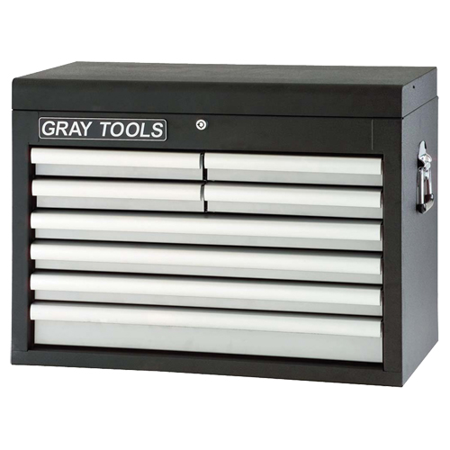 Top Chest - 8 Drawers, 26" W, 8 Drawers, Black - Gray Tools 99808SB