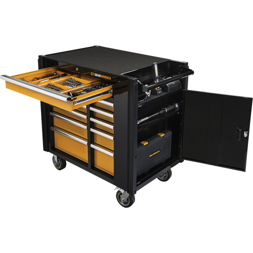 Powered Tool Cart, 11 Drawers, 42-1/2" W x 24-7/16" D x 41" H, Black/Orange - Gearwrench 83169