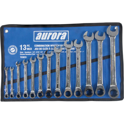 Jeu de cl&eacute;s &agrave; cliquet &agrave; t&ecirc;te fixe, 13 morceaux, Imp&eacute;rial - Outils Aurora 