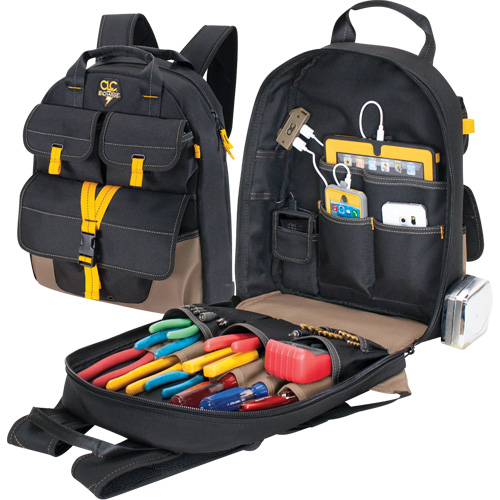 E-Charge Back Pack, 13-1/2" L x 5-1/4" W, Black, Polyester - Kuny's ECP135