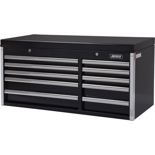 Industrial Tool Chest, 41" W, 10 Drawers, Black - Aurora Tools 
