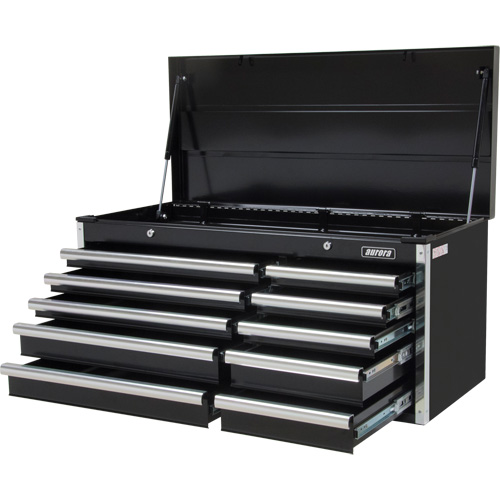 Industrial Tool Chest, 41" W, 10 Drawers, Black - Aurora Tools 