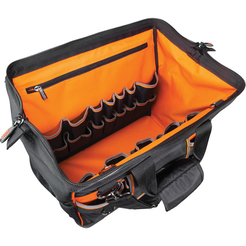 Tradesman Pro Wide-Open Tool Bag, Ballistic Nylon, 42 Pockets, Black - Klein Tools 55469