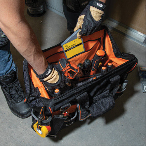 Tradesman Pro Wide-Open Tool Bag, Ballistic Nylon, 42 Pockets, Black - Klein Tools 55469