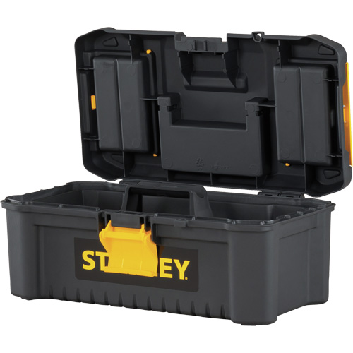 Essential&reg; Tool Box with Tray, 12-1/2" W x 7-3/8" D x 5-1/8" H, Black/Yellow - Stanley Tools STST13331
