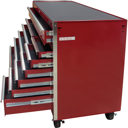 Chariot &agrave; outils industriel, 12 tiroirs, 56" la x 24-1/2" p x 38-1/8" h, Rouge - Outils Aurora 