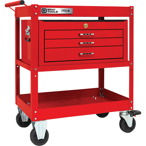 PRO+ Series Heavy-Duty Utility Cart with Intermediate Chest, 2 Tiers, 30-1/5" x 38-1/3" x 19-1/2" - Gray Tools 93515