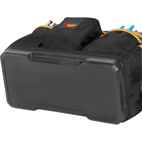 Molded Base Contractor's Closed-Top Tool Bag, Ballistic Polyester, 29 Pockets, Black/Blue - Kuny's PB1553