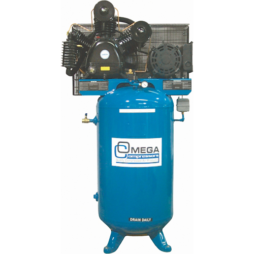 Industrial Series Air Compressors - Vertical Compressors - Two Stage, 66.6 Gal. (80 US Gal) - Omega Compressors TK-7580V-05M