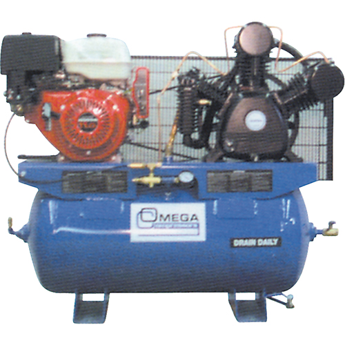Industrial Series Air Compressors - Engine Compressors, 25 Gal. (30 US Gal) - Omega Compressors TUK-1130GE