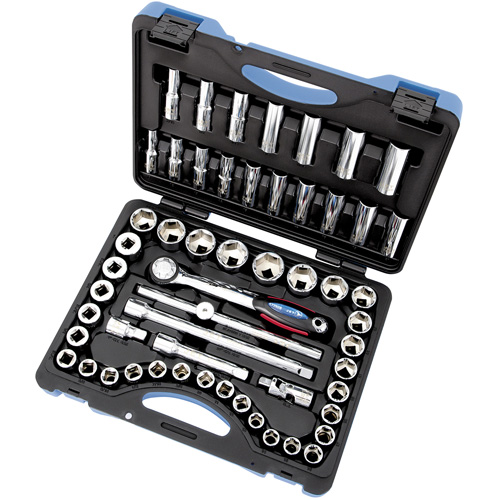 SW1255C-6 6-Point SAE/Metric Socket & Socket Wrench Set, 55 Pcs, 1/2" Drive Size, Deep - JET 600341
