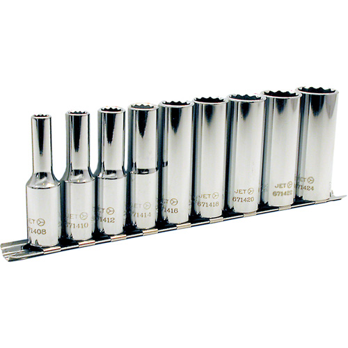 SS3809D-12 SAE Socket Set, 9 Pcs, 3/8" Drive Size, Deep - JET 601229