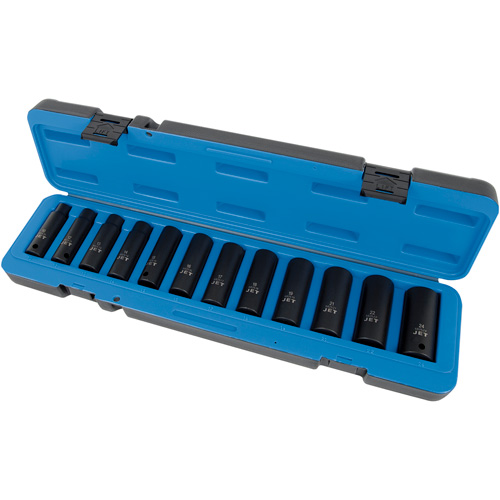 Jeu de cl&eacute;s &agrave; chocs m&eacute;triques, 12 Mcx, Chocs, Prise de 1/2", Profond - JET 610310