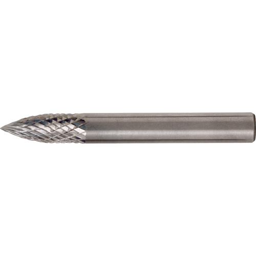 CLEVELAND Solid Carbide Burrs - Tree Shape Pointed End, SG-6, 5/8" Dia., 1/4" Shank, 3/4" Depth of Cut - Walter Surface Technologies C17579
