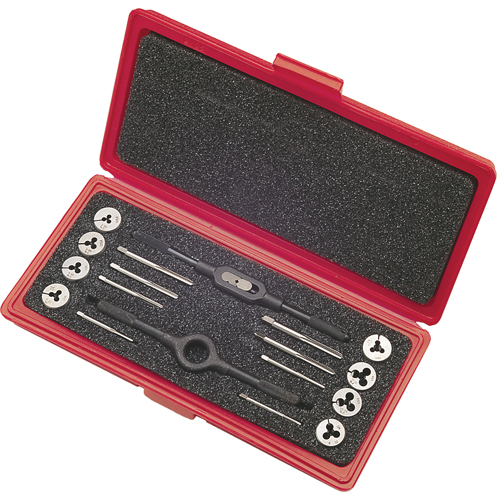 Jeux de tarauds et de fili&egrave;res avec tarauds manuels de production et fili&egrave;res rondes ajustables en acier au carbone CLE-LINE, 8 Morcea - Walter Technologies Pour Surface C67271