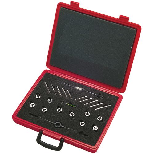 CLE-LINE Tap & Die Sets with Production Hand Taps and Carbon Steel Round Adjustable Dies, 20 Pieces - Walter Surface Technologies C67293
