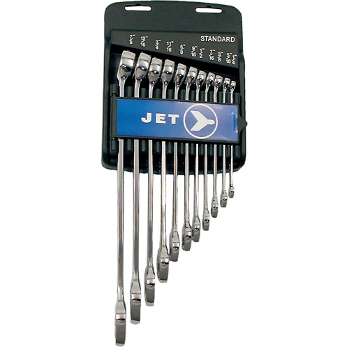 Fully Polished Long Pattern Combination Wrench Set, Combination, 11 Pieces, Imperial - JET 700132