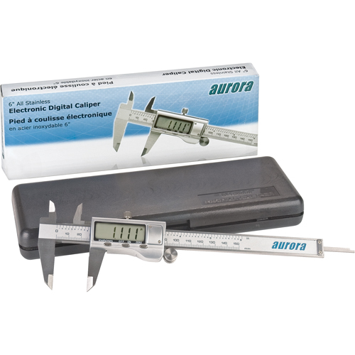 Electronic Digital Calipers, 0.001" (0.03 mm) Resolution, 0 - 6" (0 - 152 mm) Range - Aurora Tools 
