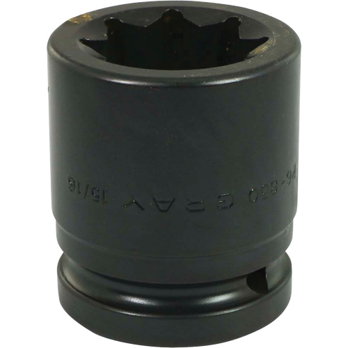 Socket, Impact, 15/16", 3/4" Drive, 8 Points - Gray Tools P6-830