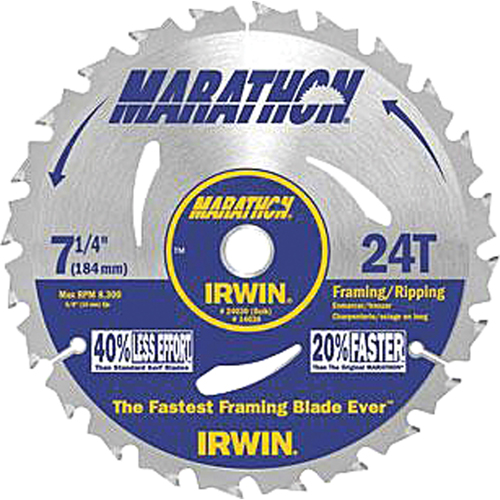 Lames de scie pour entrepreneur - Lames de scie Marathon, 7-1/4", 24 dents - Irwin 14030