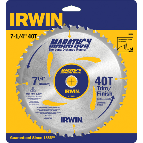 Contractor Saw Blades - Marathon&reg; Saw Blades, 7-1/4", 40 Teeth, Wood Use - Irwin 14031