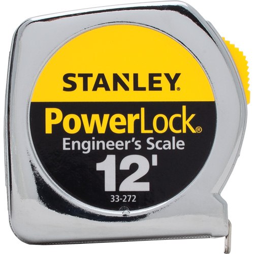 PowerLock&reg; Tape Measure, 1/2" x 12', Imperial Graduations - Stanley Tools 33-272