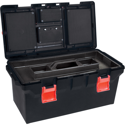Plastic Tool Box, 22" W x 11" D x 10-1/2" H, Black - Aurora Tools 