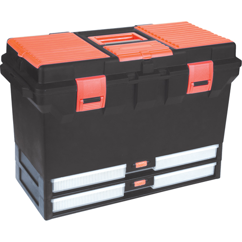 Plastic Tool Box, 22" W x 11" D x 14-1/2" H, Black - Aurora Tools 
