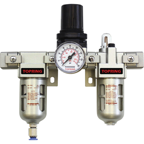 Filtreur/r&eacute;gulateur & lubrificateur modulaire Airflo (manom&egrave;tre compris), 1/4" NPT - Topring 51.510