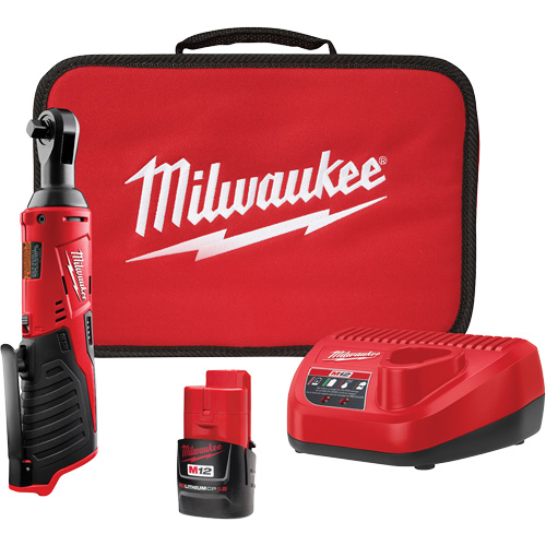 M12 Cordless Ratchet Kit, 12 V, 3/8" Drive - Milwaukee 2457-21