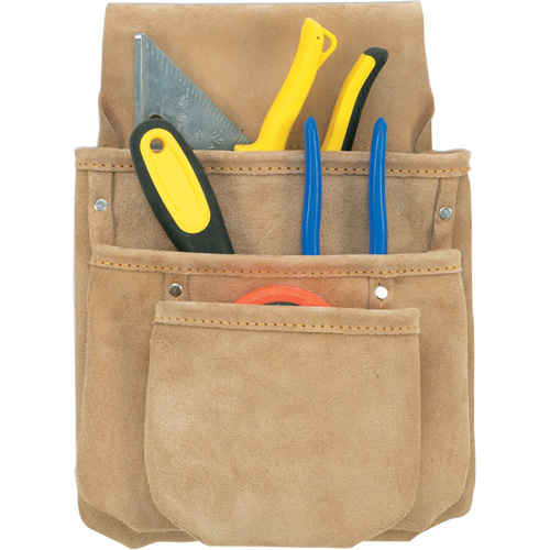 Poche pour outils de travail des cloisons s&egrave;ches, Porte-outil multiple, Cuir, 3 Poches - Kuny's DW-1019
