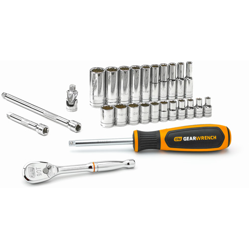 12-Point SAE Mechanics Tool Set, 26 Pcs, 1/4" Drive Size - Gearwrench 80313