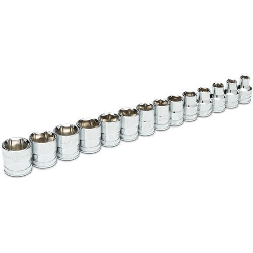 6-Point Metric Socket Set, 14 Pcs, 3/8" Drive Size - Gearwrench 80552