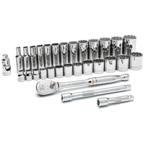 12-Point SAE Mechanics Tool Set, 30 Pcs, 3/8" Drive Size, Deep - Gearwrench 80568