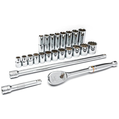 6-Point SAE Mechanics Tool Set, 23 Pcs, 1/2" Drive Size, Deep - Gearwrench 80707