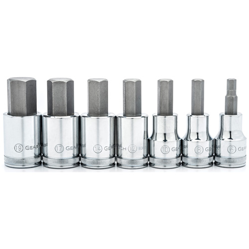 Metric Bit Socket Set, Hex, 1/2" Drive, 7 Pcs - Gearwrench 80720