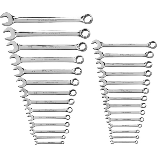 90-Tooth Reversible Ratcheting Wrench, Combination, 28 Pieces, Imperial and Metric - Gearwrench 81923
